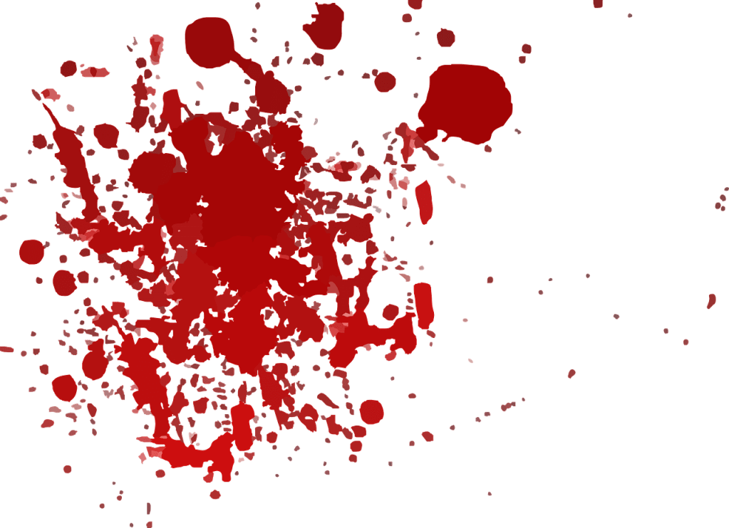 Imagen de gotas de sangre en una superficie blanca