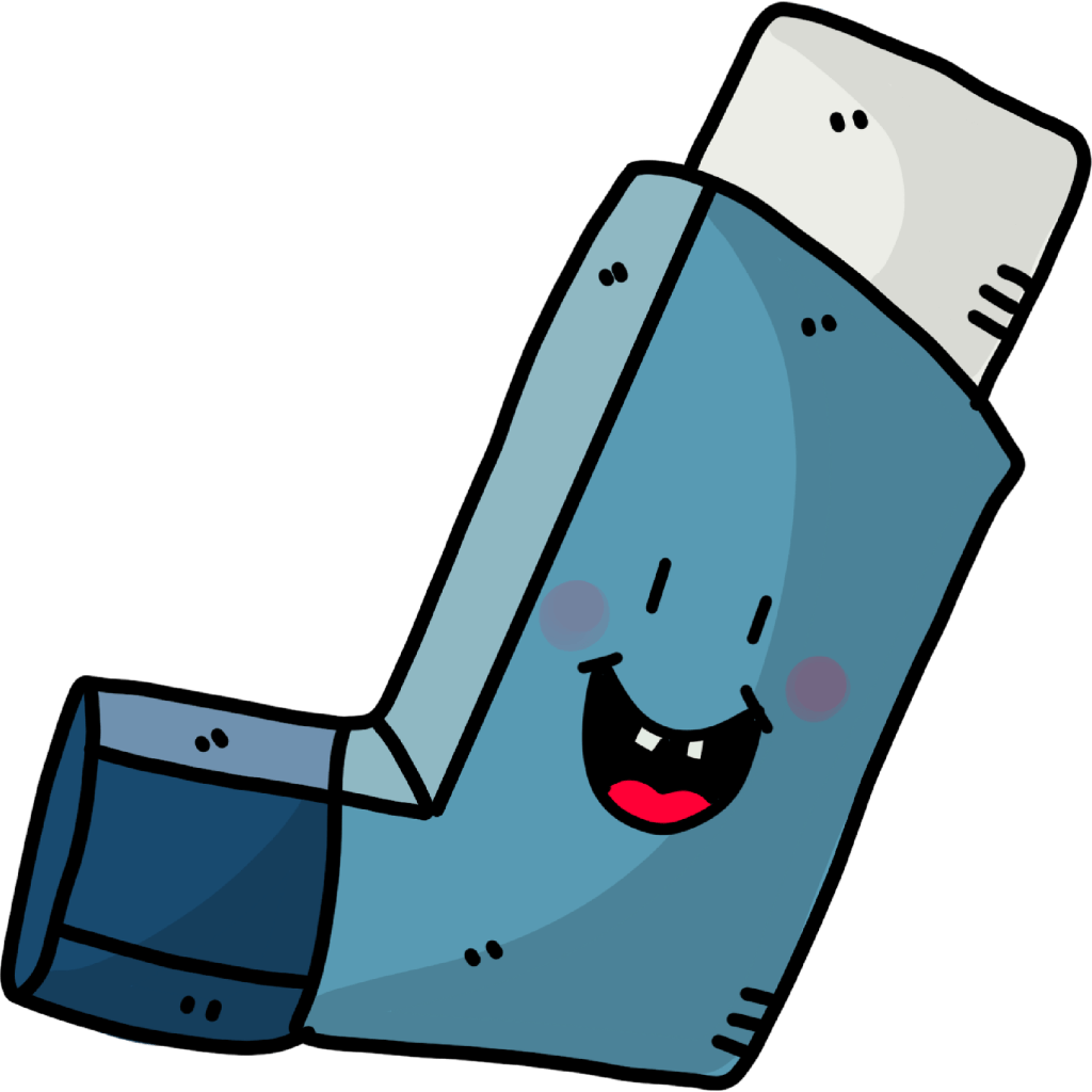 Dibujo de un inhalador azul